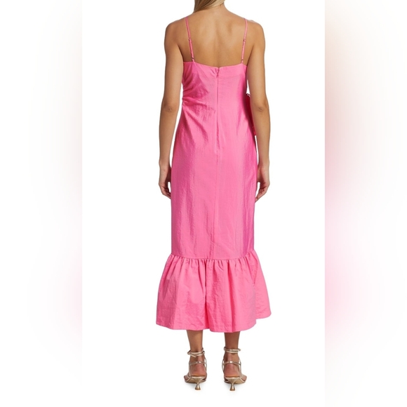 Cinq à Sept Neena Ruffle Midi Dress Flamingo Pink Size 0 - Picture 3 of 15